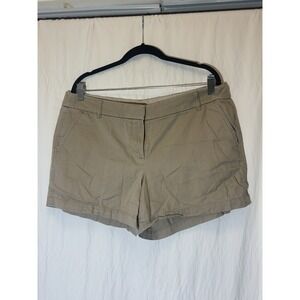 J. Crew Adult Women's Size 14 Khaki Chino Hook‎ & Eye Cotton Shorts O24